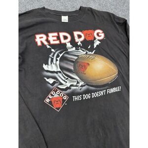 Vintage Red Dog Beer Shirt Size XL Football Graphic Long Sleeve Black USA 1995